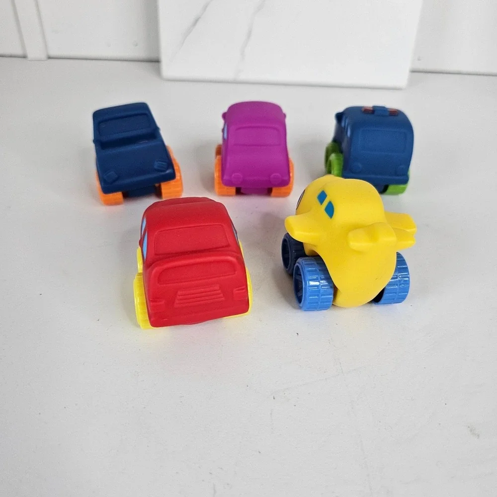 Kids Soft‎ Rubber Squeeze Toy Vehicles Lot of 5 Cars Truck Airplane Multicolor